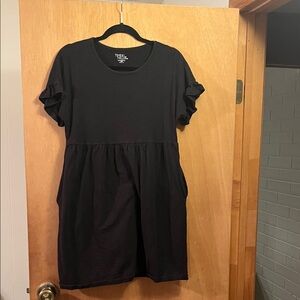 Black Ruffle Sleeve Babydoll Dress - Medium
